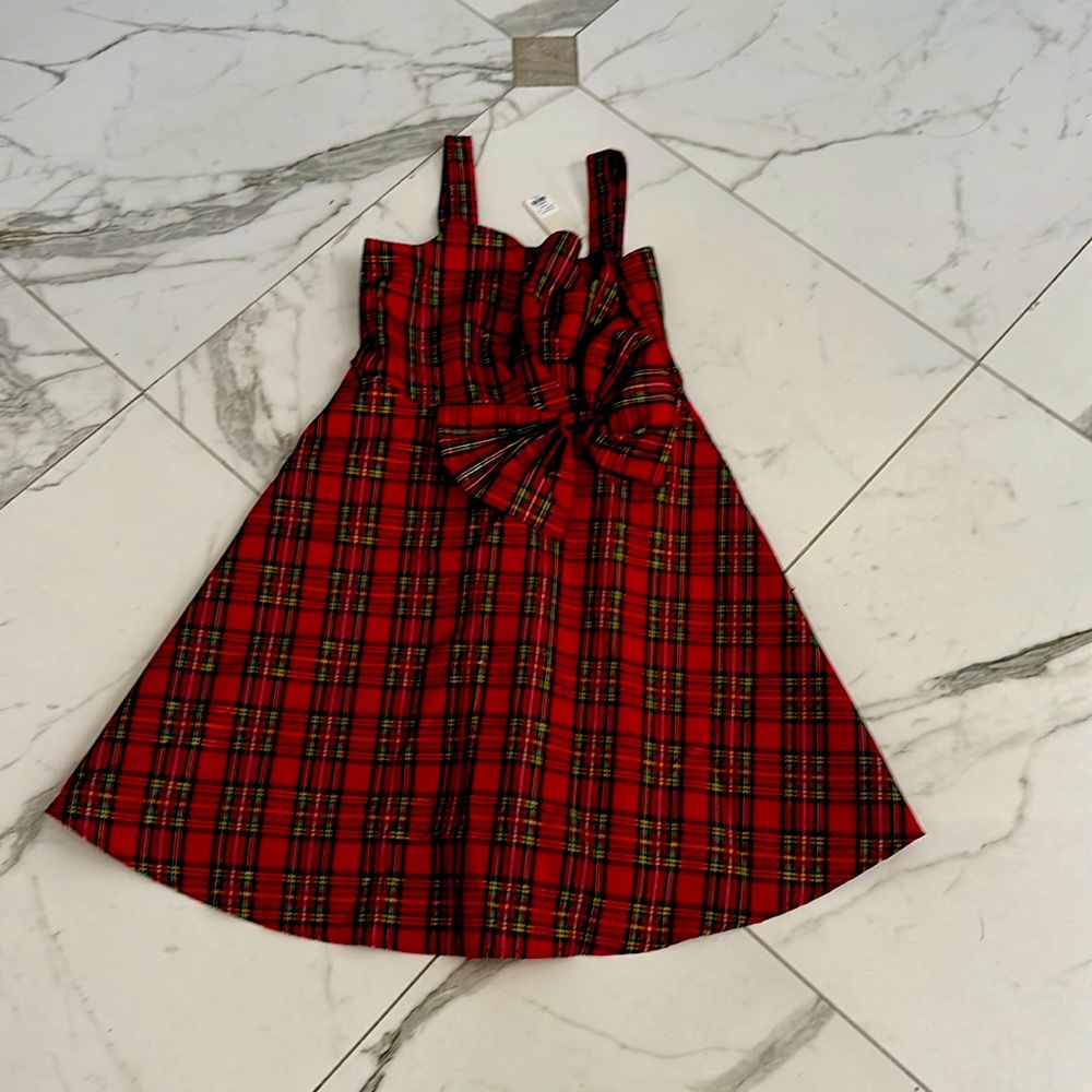 BNWT Blue-rain red tartan dress with bow detail size 14  great for holidays